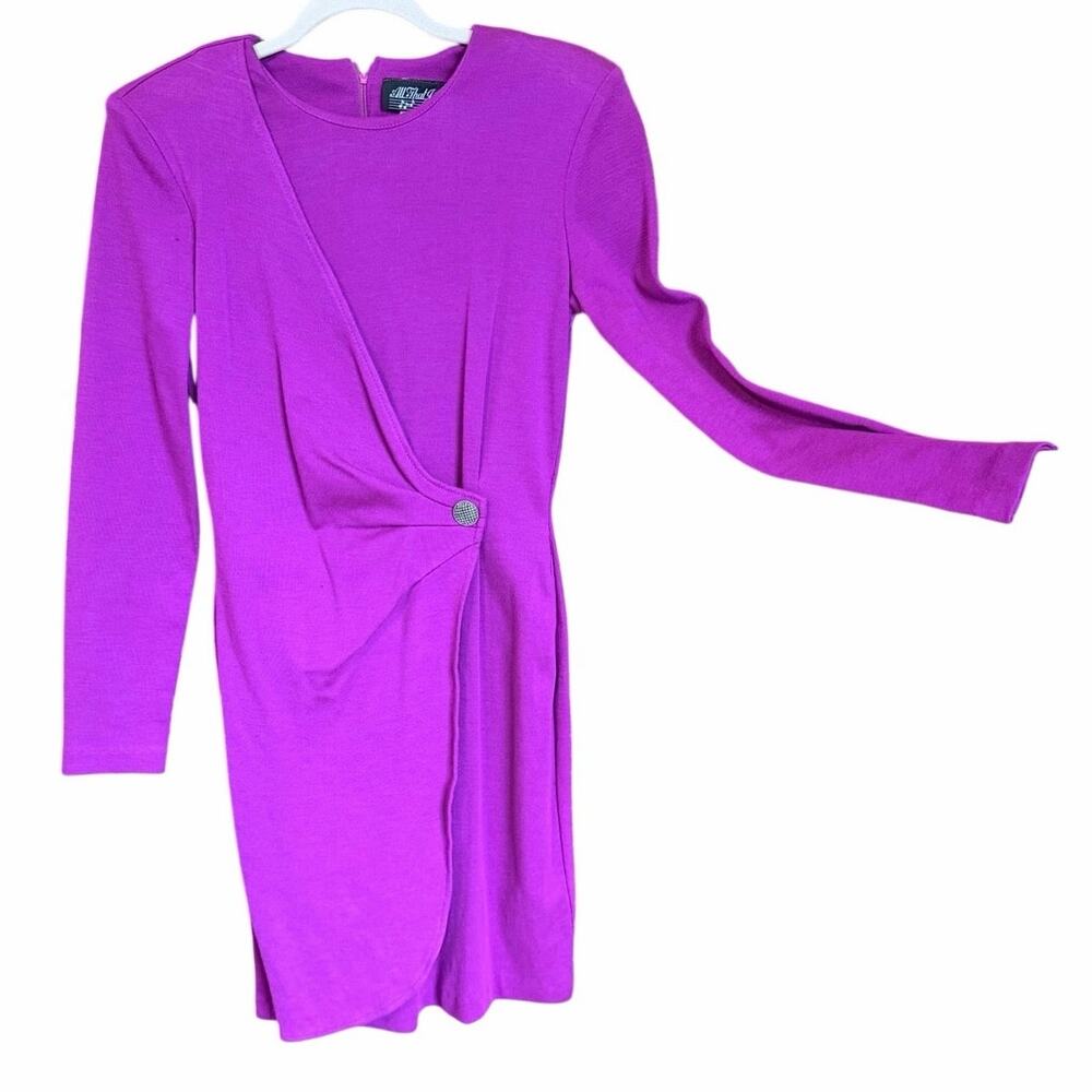 Vintage 90s all that jazz fuchsia pink long sleeve dress 8 USA made news report